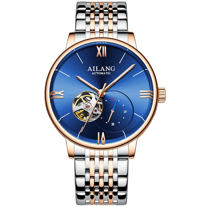 AILANG Luxury Watch Men Automatic Luminous Black Clock Men Stainless Steel Waterproof Mechanical Watch Relogio 8268