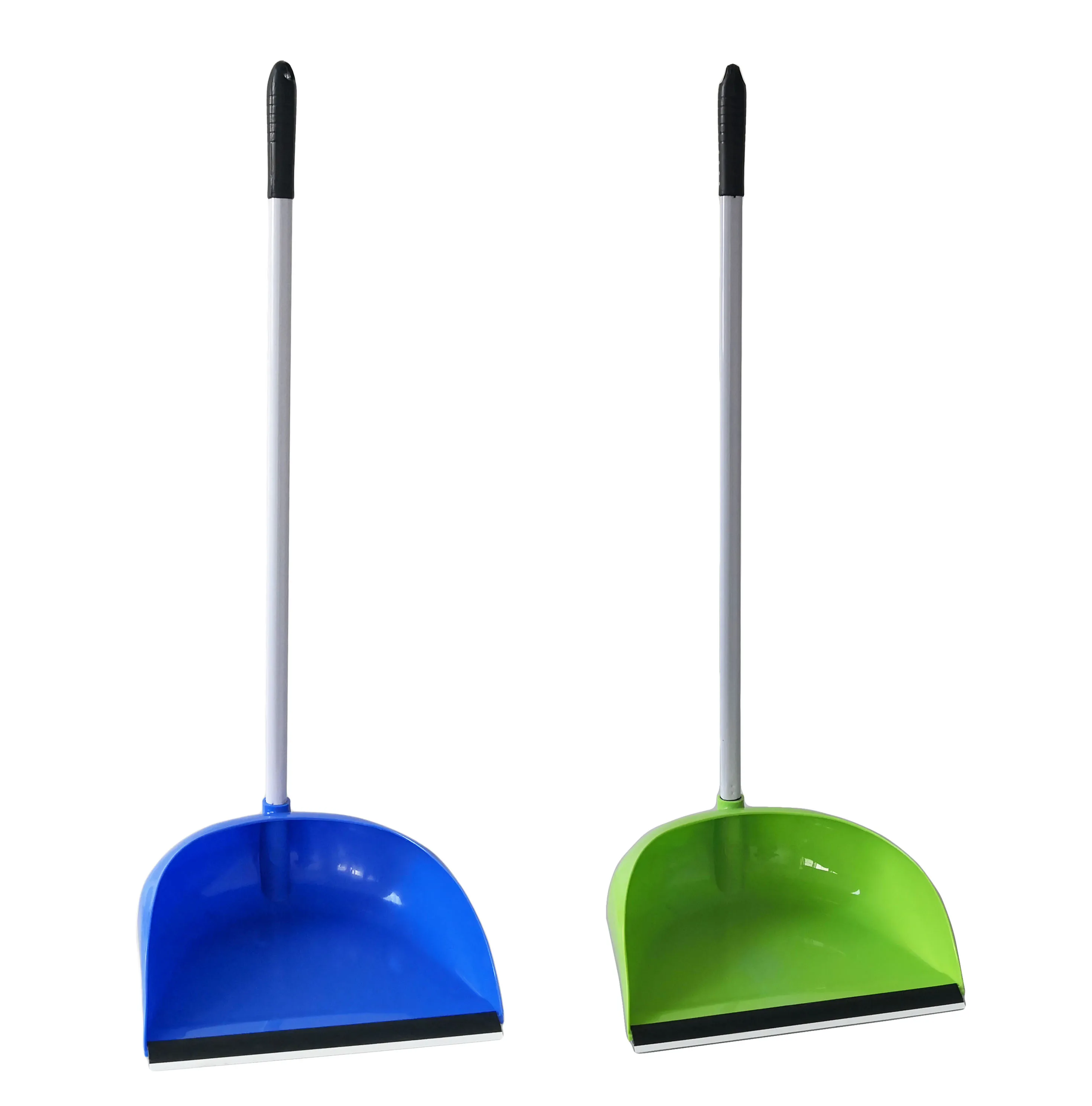 blue and green color long metal handle  plastic dustpan, household plastic shovel,upright pala