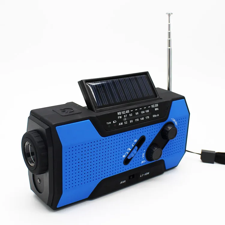 Disaster Emergency Radio 2000mah Solar Panel Phone Charger Hand Crank Generator