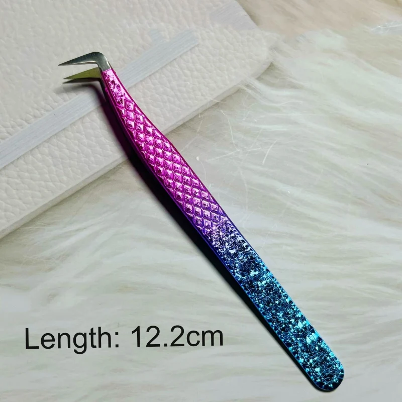 New Style Stainless Steel Lash Tweezer Set Private Label Glitter Ice Flower Tweezer for Eyelash Extension