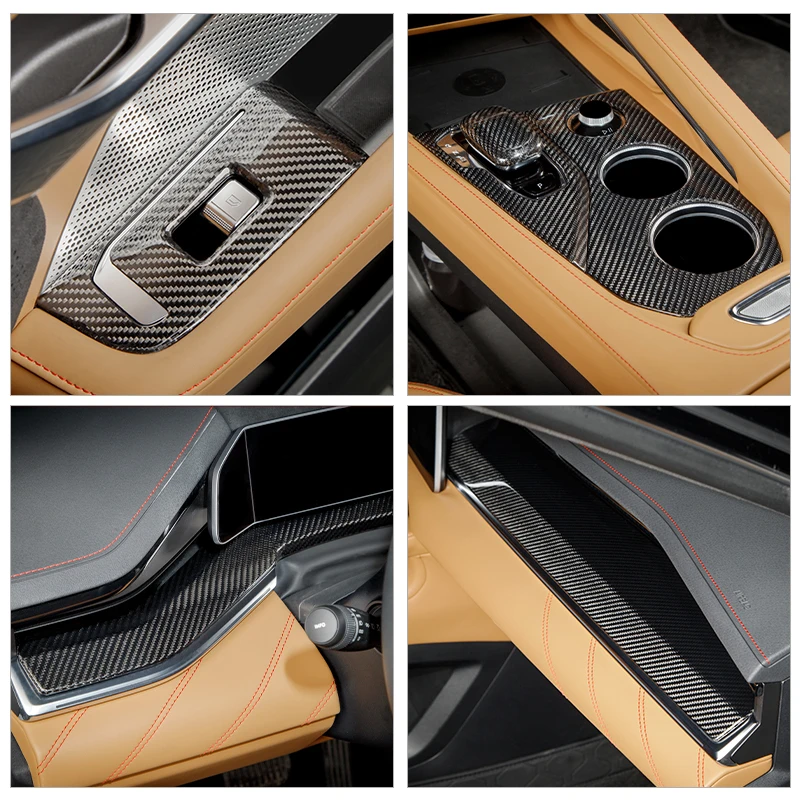 For Zeekr 001 True carbon fiber interval patch instrument trim strip central control exterior handle review mirror cover sticker