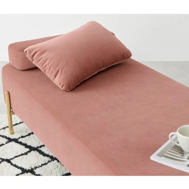 Bedroom Furniture Pull Out Sofa Cum Bed Single Sofa Cum Bed Blush Pink and Brass Asare Day Bed