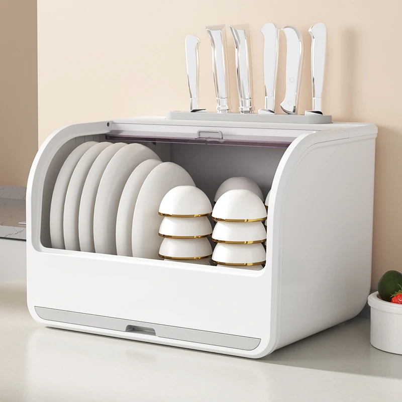 Multi-functional cupboards bowl kitchen plastic cutlery storage box organizer with cover