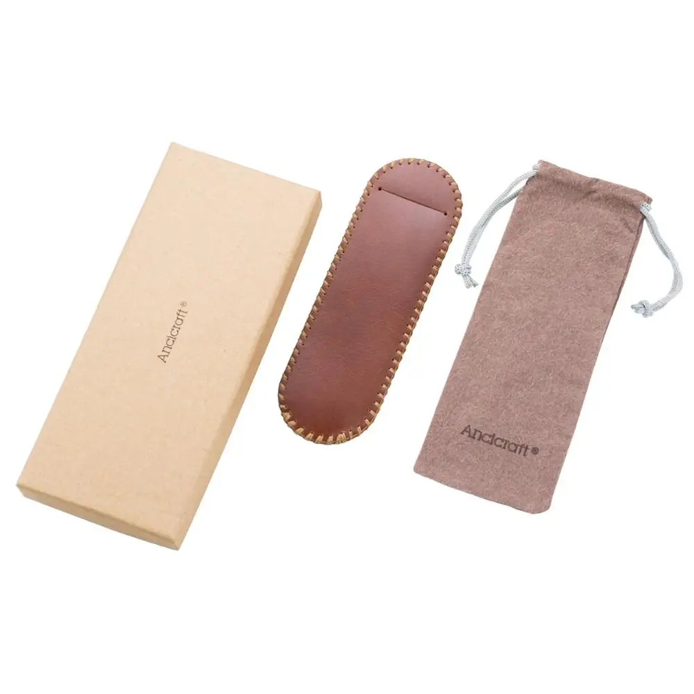 Handmade Genuine Leather Pen Cases Holder Box For Single Fountain Pencil Case Pouch For Men