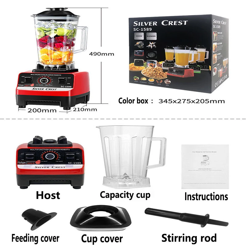 Cheap Silver Crest Sc-1589 Blender Mixeur Professionnel Table Double Cup Silvercrest Blender Machine Mixer Blender