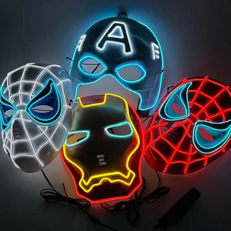 Лидер продаж маски Marvel Super Hero светодиодные для Хэллоуина косплей Проволочная маска костюмы