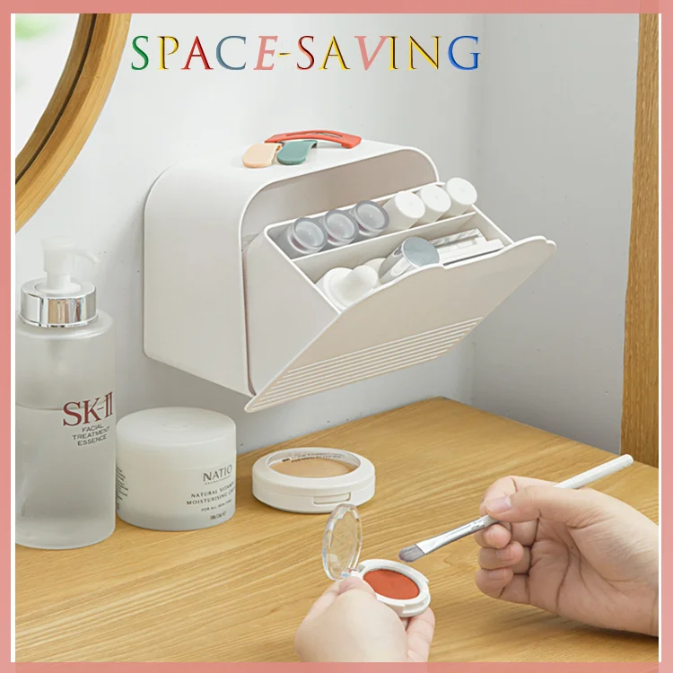 Wholesale Wall Mounted Flip Dustproof Sealed Storage Box Plastic Cotton Pad Container Portable Cotton Pad Container