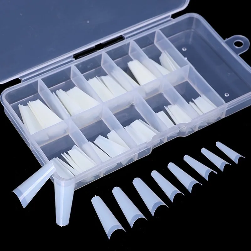 100pcs Plastic Box Packing Half Cover French Coffin Half Cover Ballerina Nail Tips for Nail Art DIY