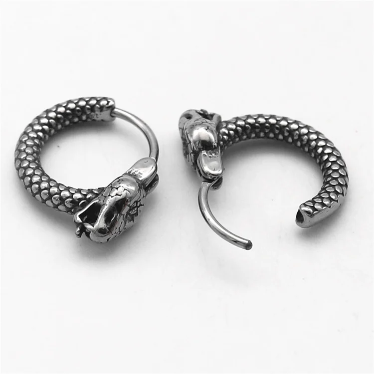 Wholesale vintage couple jewelry earring stainless steel snake hoop earrings for women men