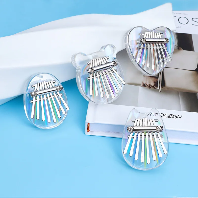 Factory Dazzling Color Transparency Thumb Piano 8-Tone Mini Kalimba Piano 8 Keys Kalimbas Finger Piano