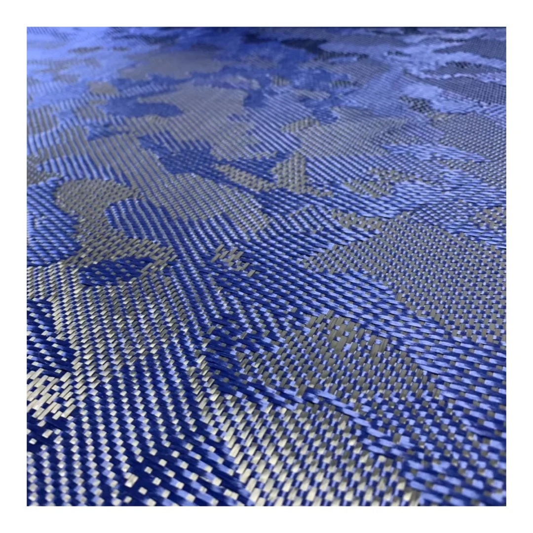 customized carbon fiber Kevlar hybrid fabric blue kevlar carbonfiber cloth