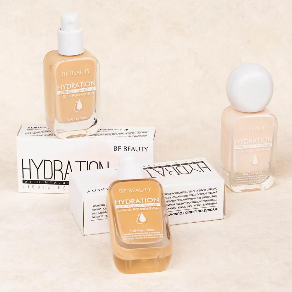 High Quality Custom Make Up Natural Lightweight Foundation Color Changing Hyaluronic Acid Hydration Liquid Foundation