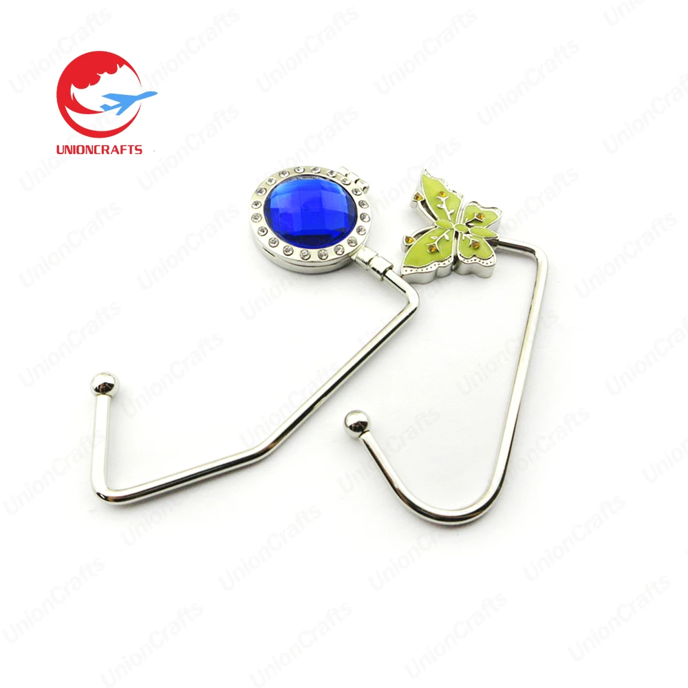 Custom portable foldable metal handbag table top purse hook purse bag table hanger hook for promotional business gifts