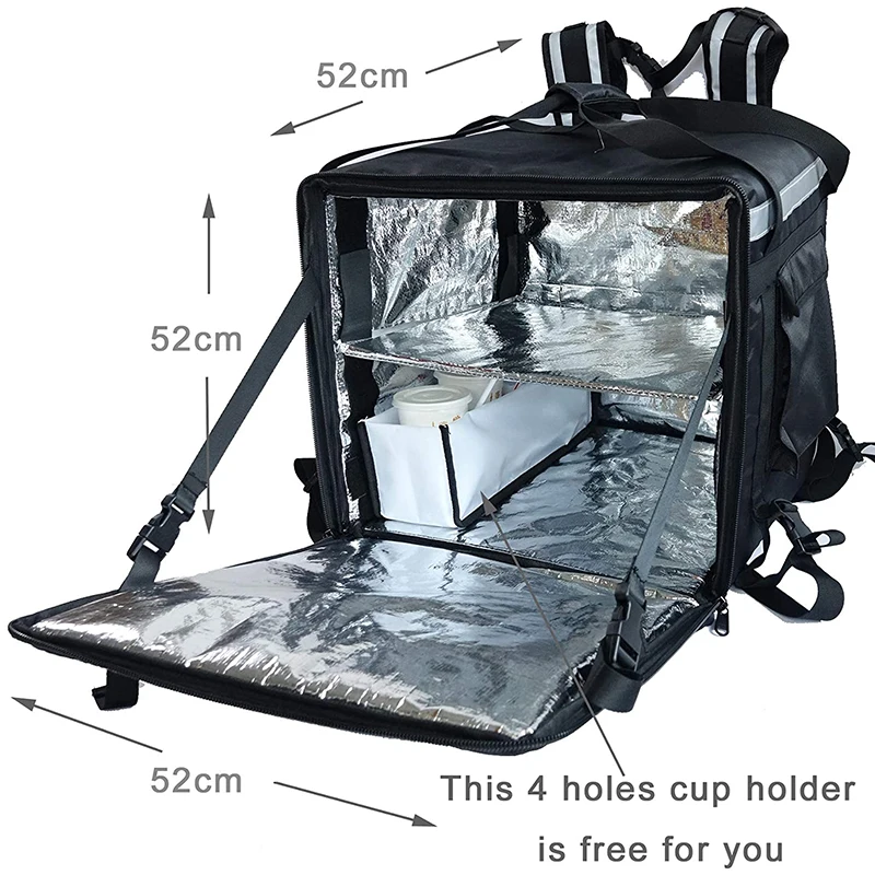 Wholesale Large Capacity Thermal Fast Food Insulated Backpack Hot Pizza Lunch Takeaway Cooler Food Delivery Bag for Bike