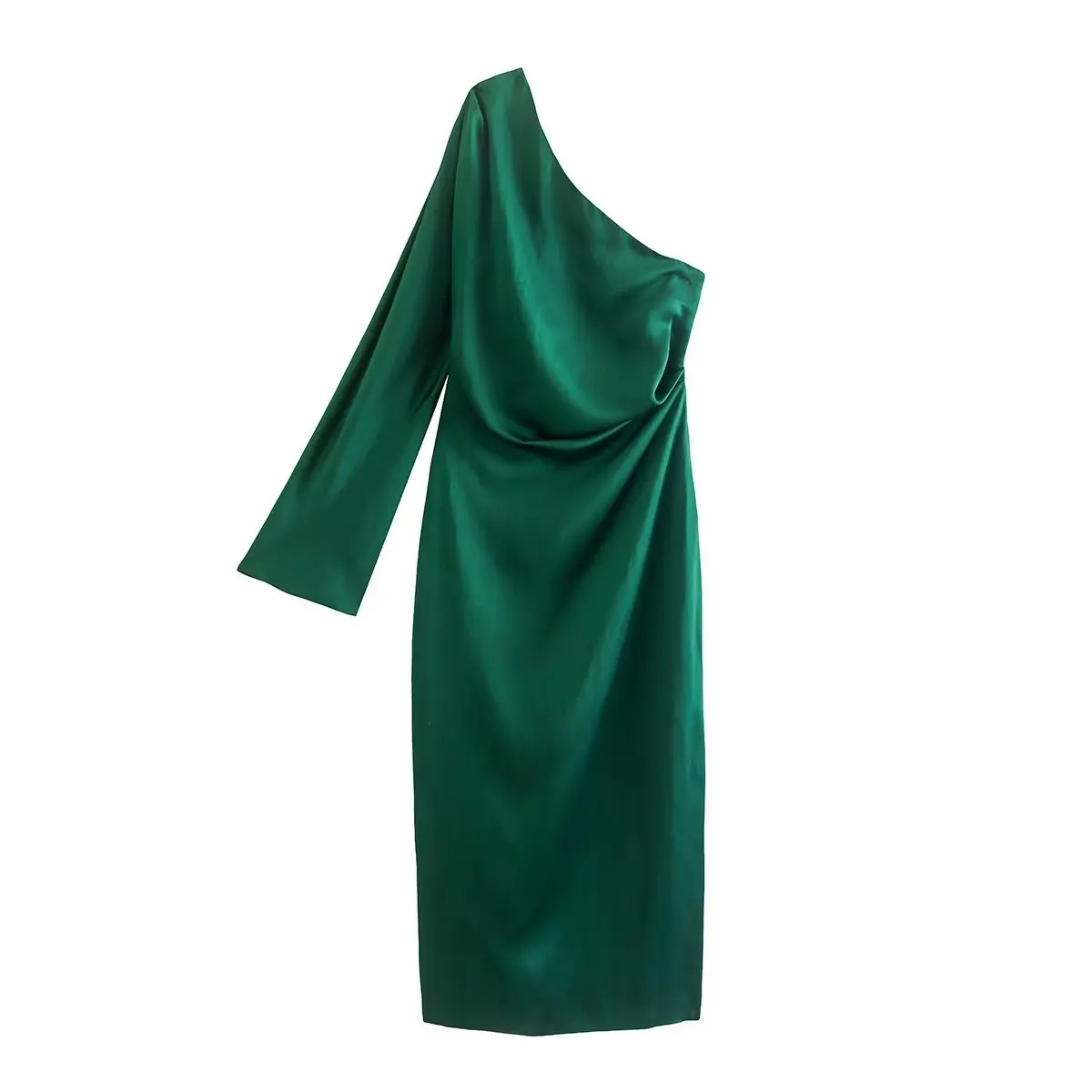 2022 summer new European and American style fashion solid color asymmetric silk satin texture PB&ZA dress