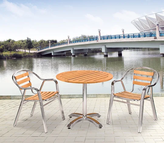 China wholesale wood slat outdoor aluminum tube chair