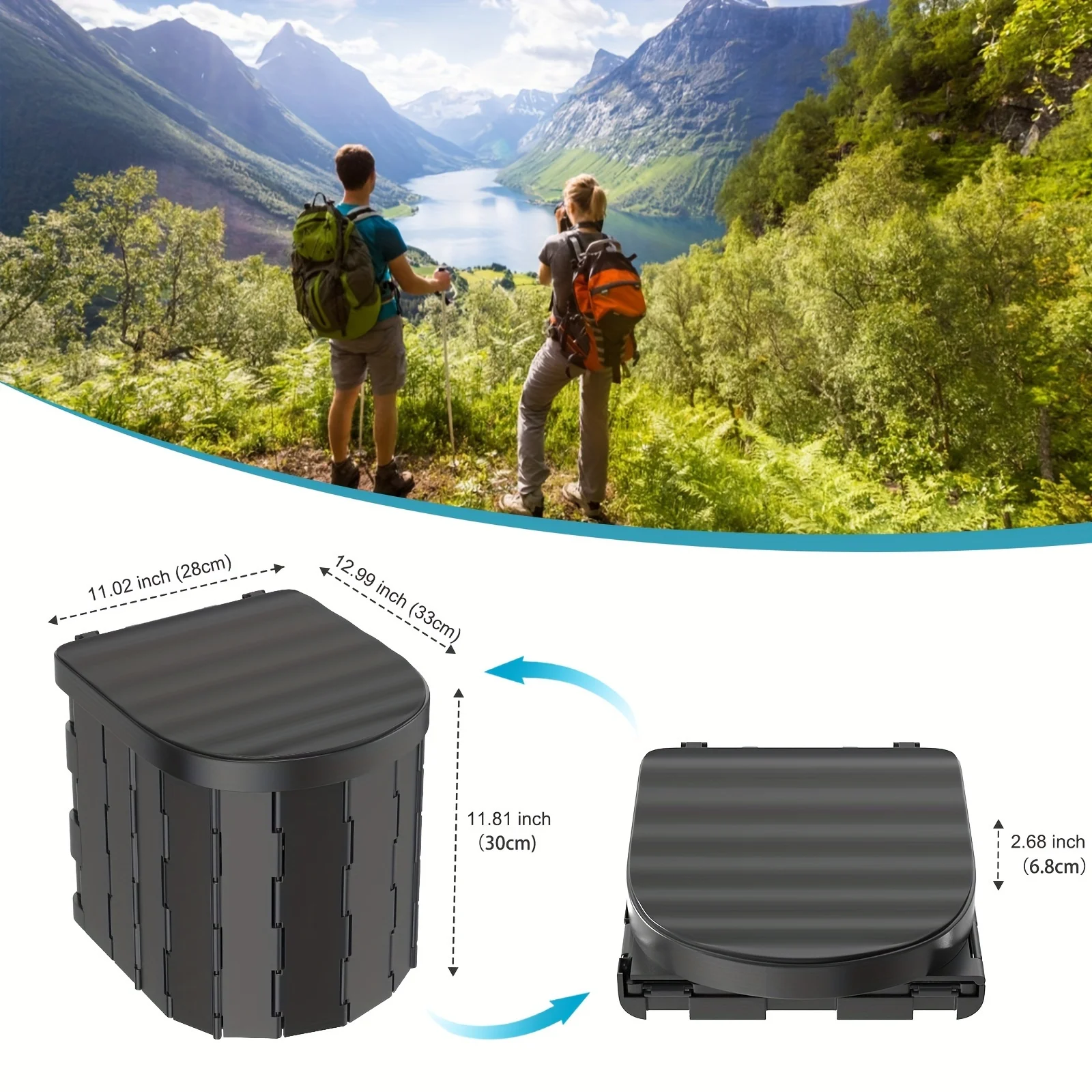 Outdoor Camping Portable Foldable Plastic Toilet with Lids Multifunctional Design for Garage Use