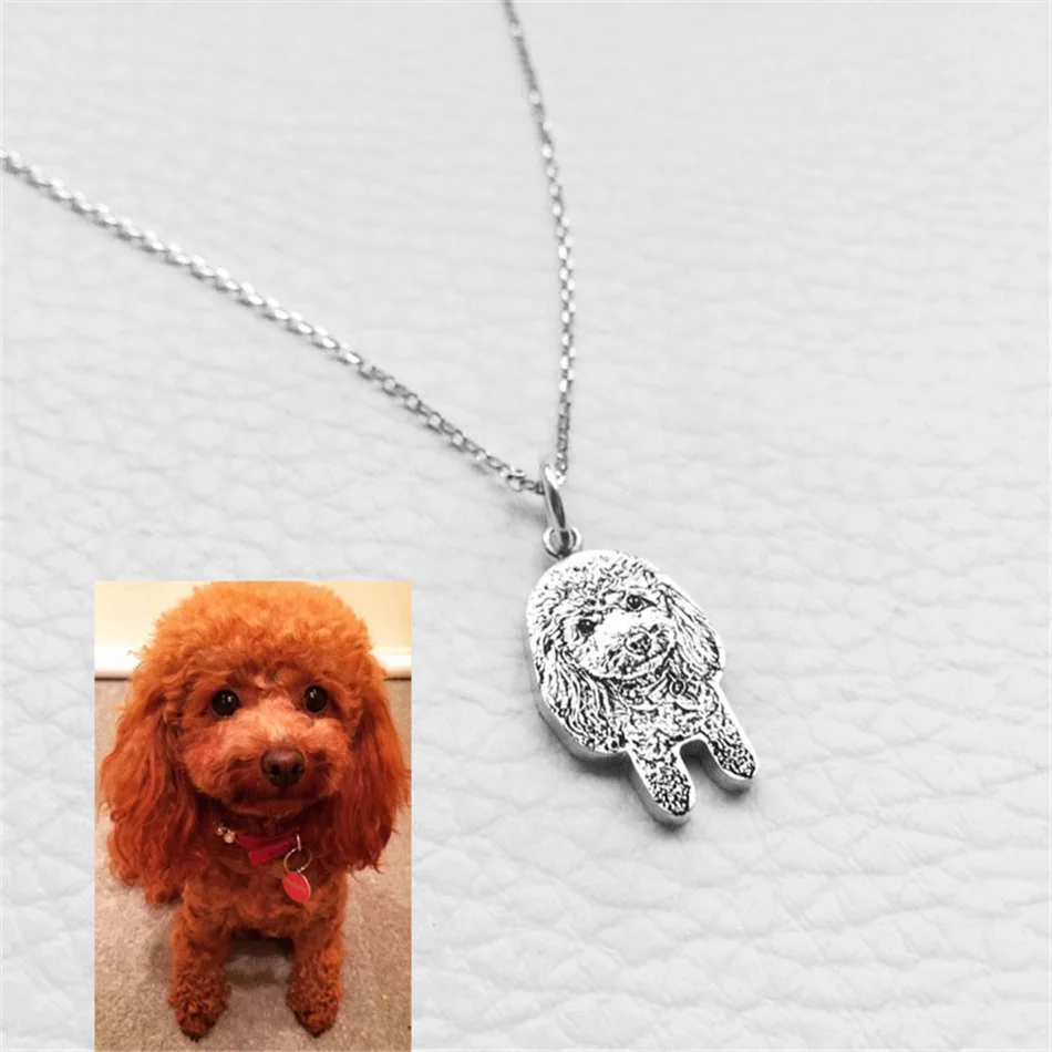DIY Personalized Laser Stainless Steel Pet Photo Graffiti Carved Name Dog Tags Pendant Necklaces