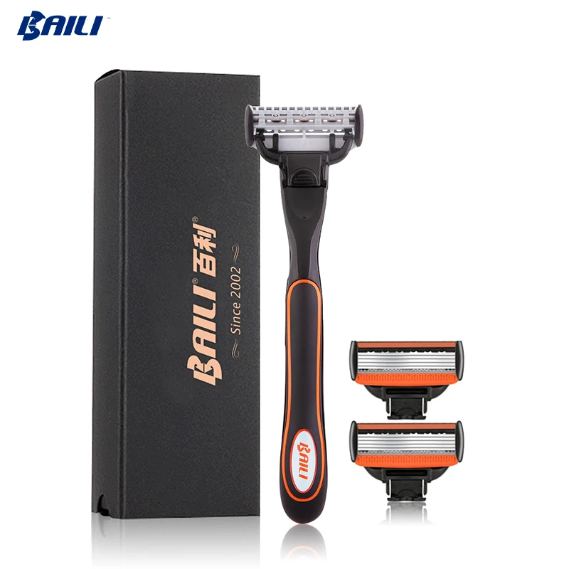 BAILI stainless steel shaver razor refill 5 blades cartridges shaving custom logo razor the razor for men