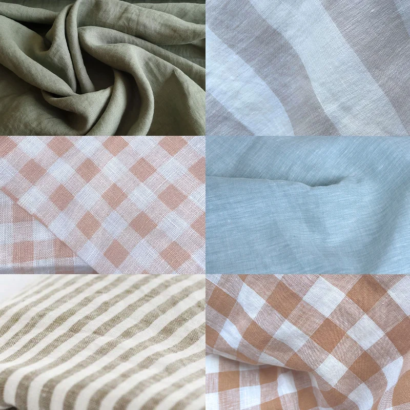 New Material Color 90Gsm, Stone Washed Soft Yarn Dyed Natural Comfortable Woven Fabric Bedding Linen Fiber Fabric/