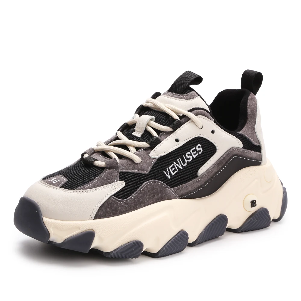 Ins/модный бренд; Спортивная обувь; Кроссовки для женщин; Женские туфли ярких цветов на не сужающемся книзу массивном каблуке