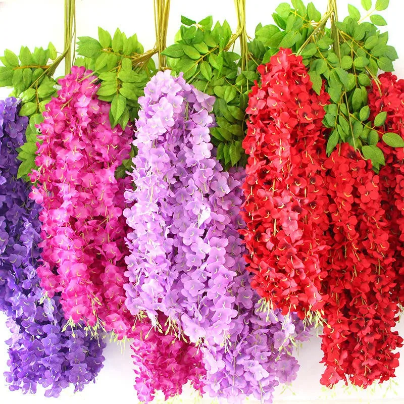 Artificial Wisteria Flowers Hanging Decor for Store Silk Wisteria Vine Home Wedding Decoration