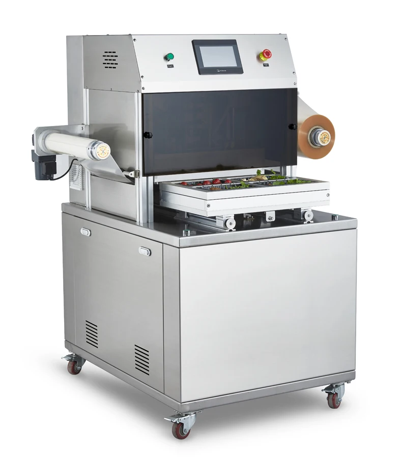 DQ400L-V Modified Atmosphere Packaging Machine Meat Sea Food Map Packing Machine PLA Vacuum Map Tray Sealer