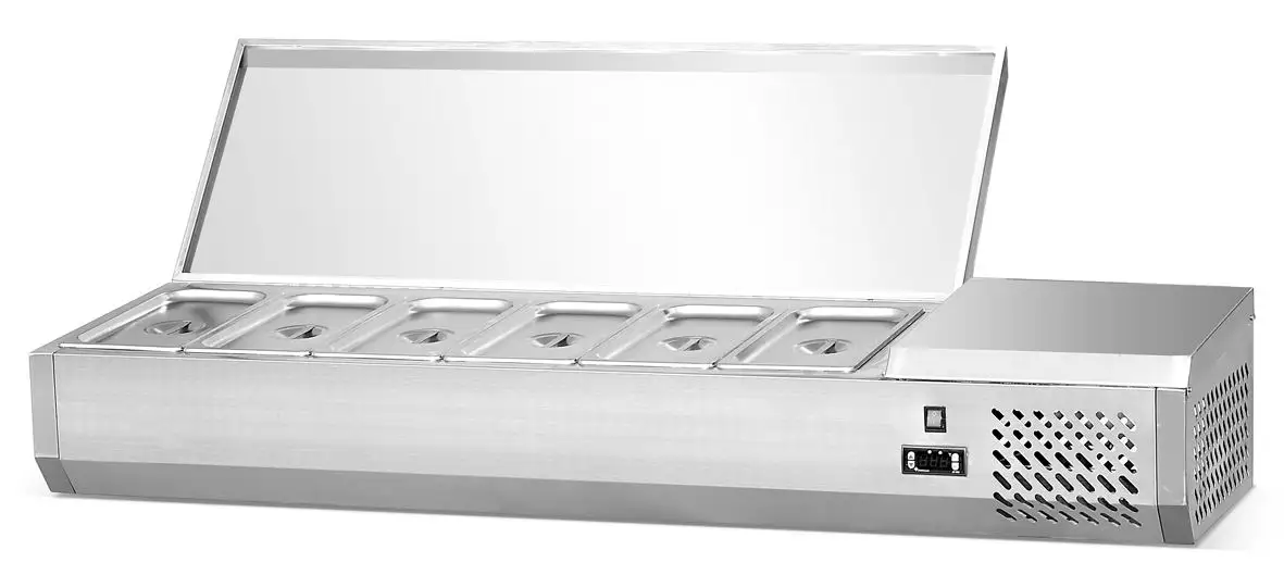 304 Stainless Steel Single Temperature Salad Bar Pizza Prep Counter Top Display Fridge Refrigeration Equipment Chiller Freezer