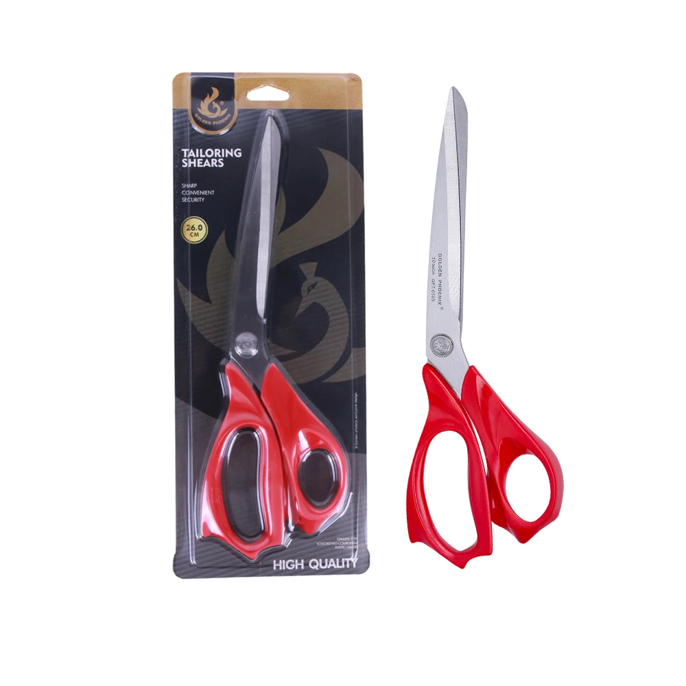 Golden Phoenix 10 Inch Plastic Handle Stainless Steel Sewing Fabric Scissors Tailor Scissors For Home