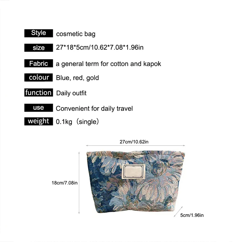 Fashion Design Makeup Bag Printing Cotton Cosmetic Bag Elegant Oil Painting Pouch for Women