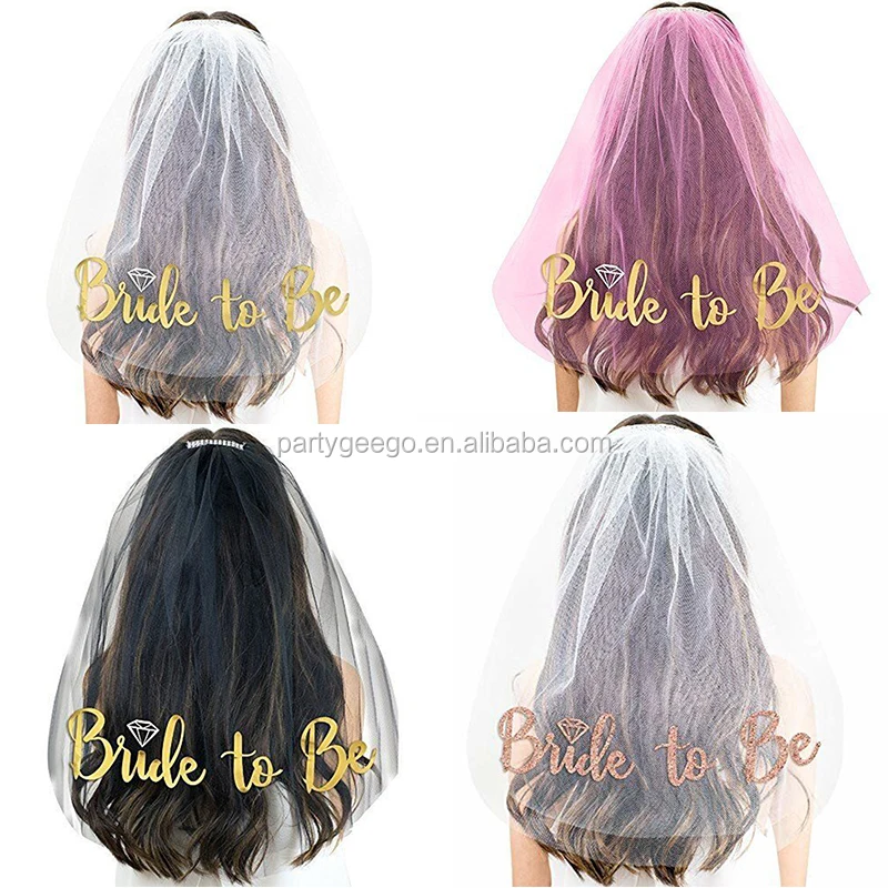 Hot Wedding Accessories 1m Short Wedding Veil rose gold  two Layer Bridal Veil