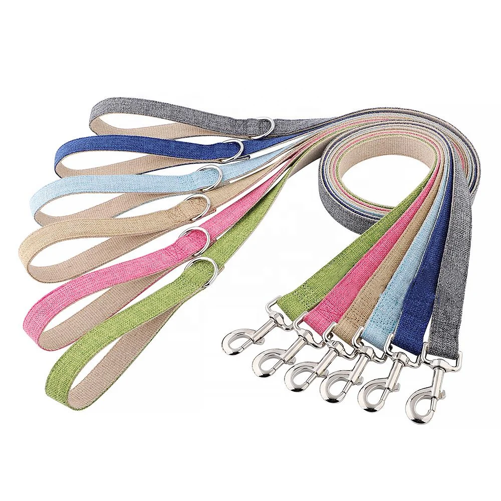 SinSky Plain Color Eco-friendly Organic Hemp Pet Leash Dog Collar Set Lead With Matching and Harness