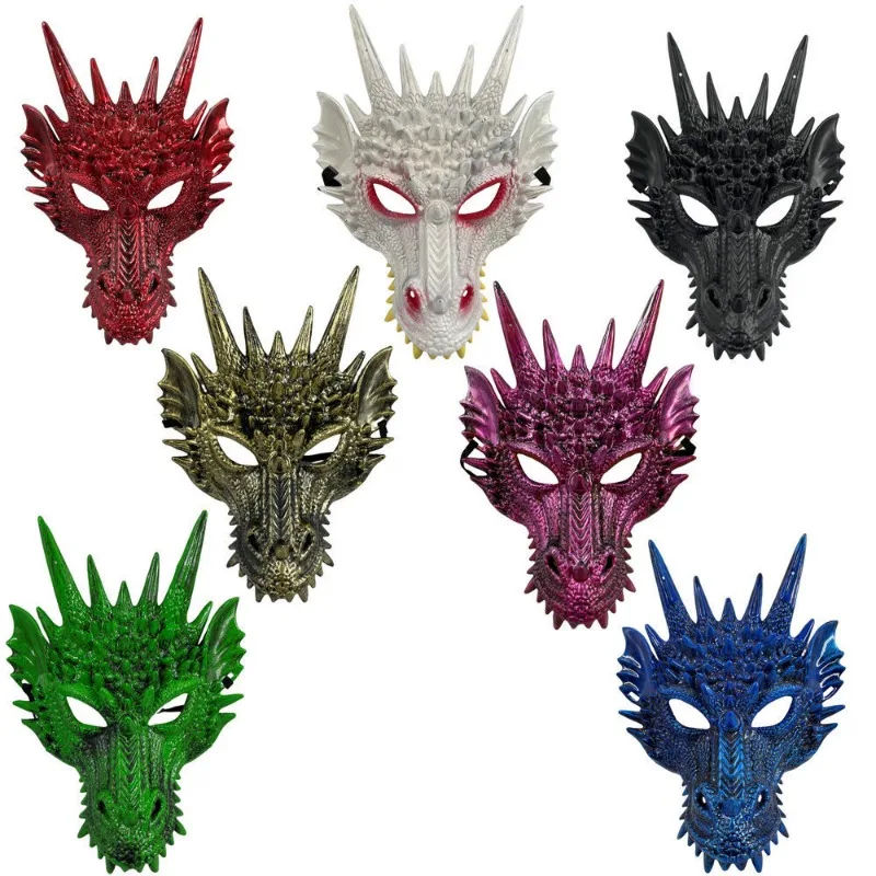 Factory Wholesale Carnival Halloween Party Soft PU Foam Mask Latex 3D Animal Costume Dragon Cosplay Mask