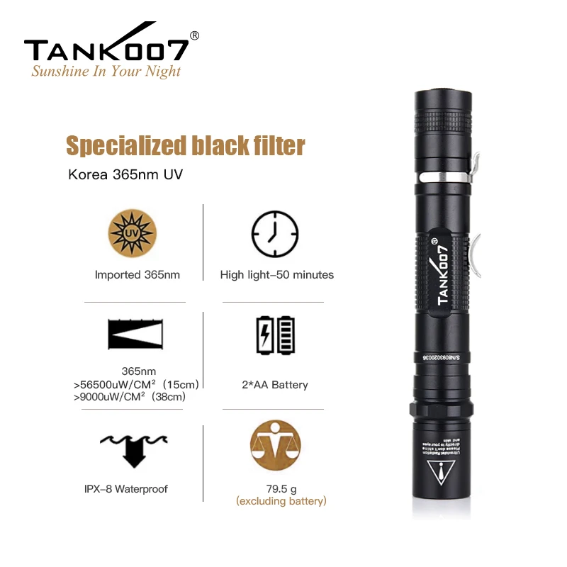 Tank007 linterna uv NDT факел 365 нм CSI для расследования места преступления источник света криминалистический комплект светодиодный ультрафиолетовый
