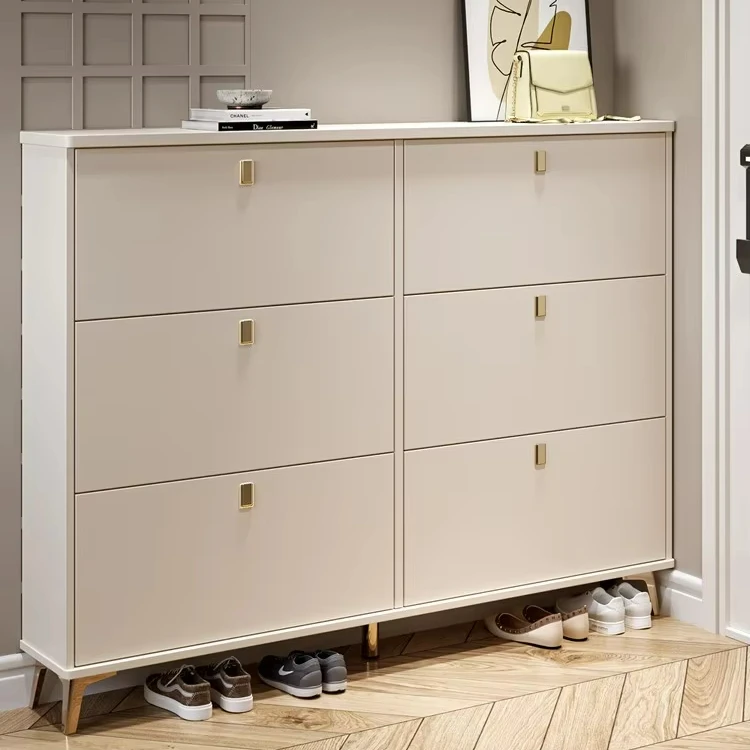 Modern household use large Shoe Storage Furniture Wood Space Saving Flip Down wardrobe cabinet storage shoes entrance door