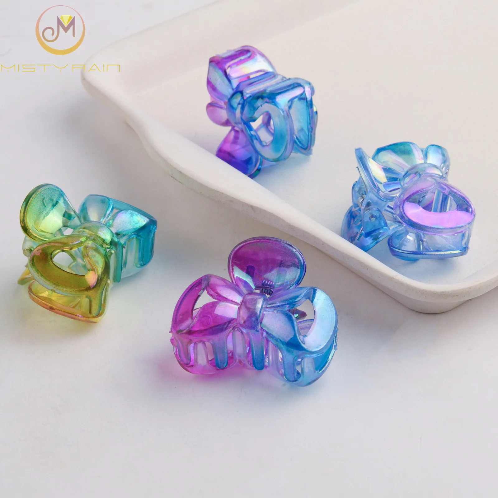 Детская разноцветная плетеная заколка в европейском и американском стиле разноцветная маленькая пластиковая полая заколка в форме банта