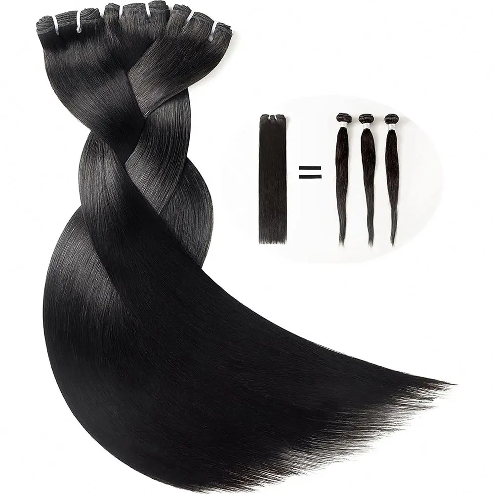 Wholesale Virgin Remy Manufacturers Natural Color Straight Full Thickness Machine Weft Hair Extensions