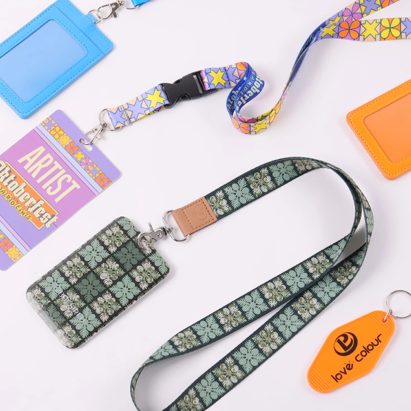 Custom Colorful Printing Hard Plastic ID Card Holder Lanyard Neck Strap Lanyard With Breakaway Buckle