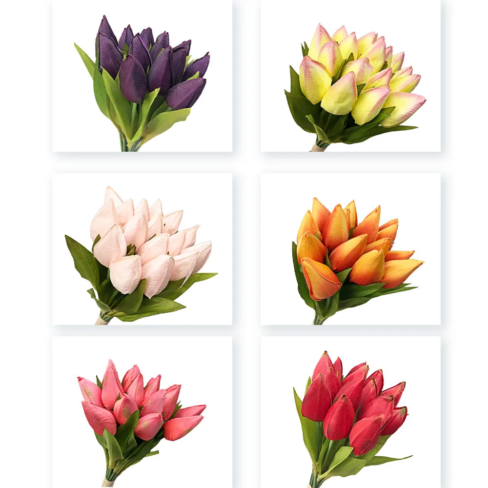
Bomarolan Artificial Tulip Fake Holland Mini Tulip Real Touch Flowers 16 Pcs for Wedding Decor DIY Home Party 