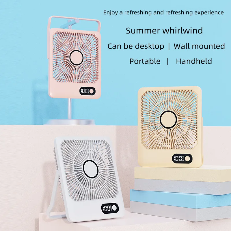 6 INCH Folding fan with Display Digital Personal Battery Operated Rechargeable small fan mini desktop fan