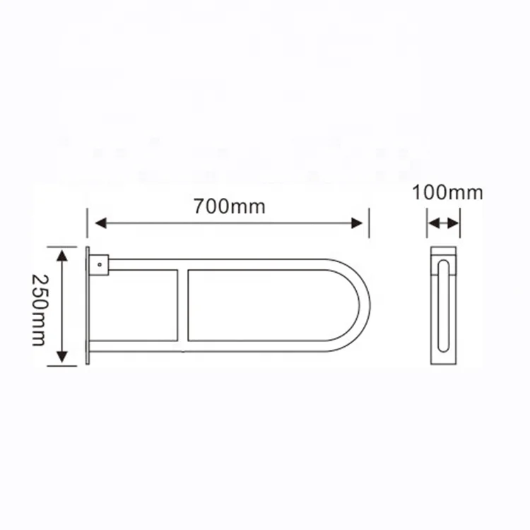 LQS U Shaped Stainless Steel Safety Grab Bar Swing-Up To Wall Medical Accessories