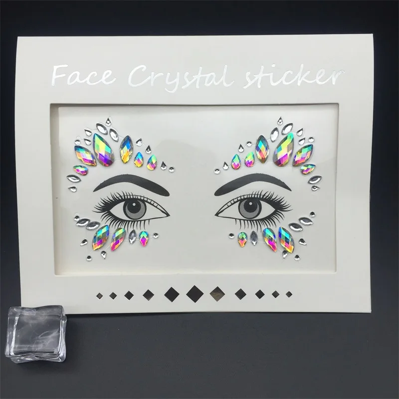 Tattoo sticker custom face gems jewels stickers fashionable unique women rhinestones face eye body crystal stickers