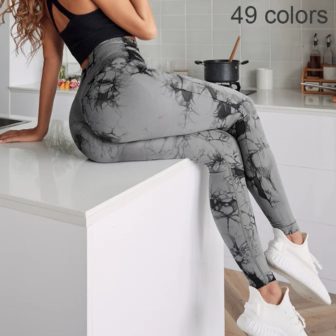 49 Colors Sexy Leggings Tie Dye Floral Women Tie Dye Sports Workout Yoga Pants Breathable Para Mujer Push Up Tie Dye Leggins