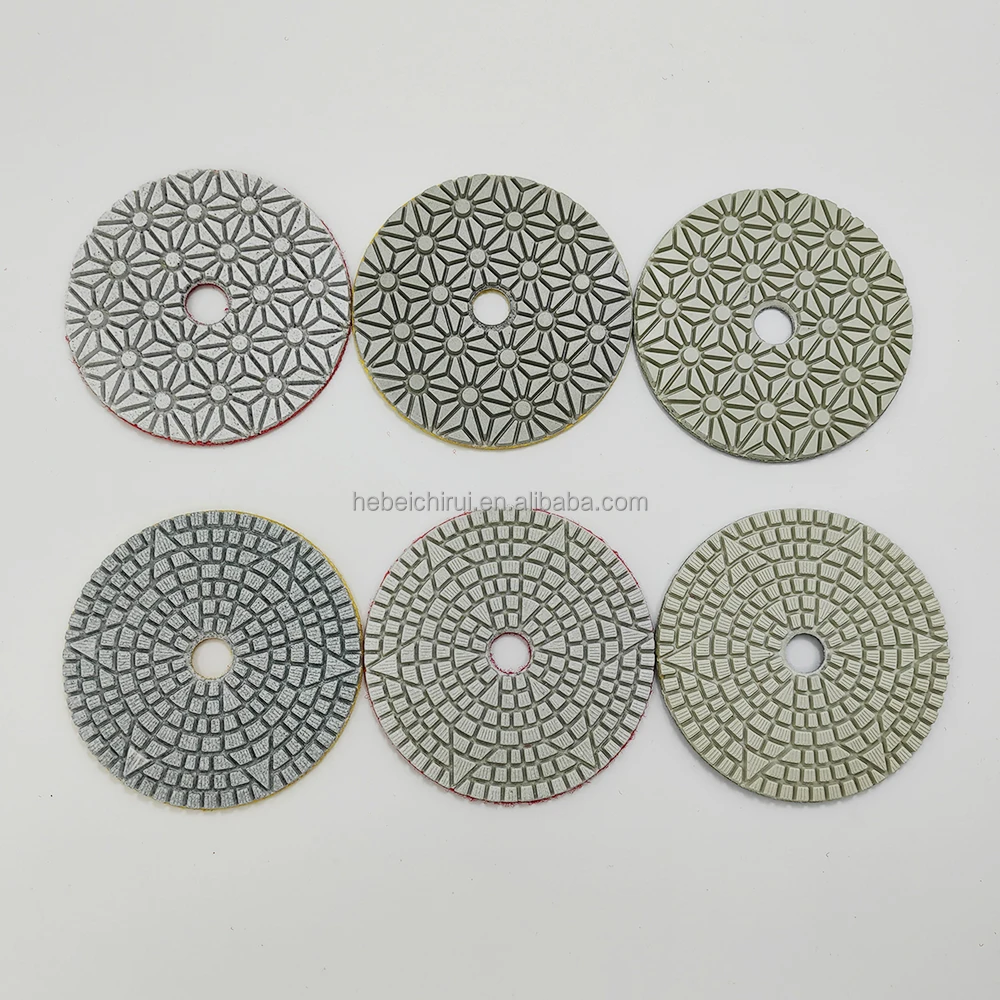 100mm Granite Stone Marble Terrazzo Tile Quartz Abrasive Tools 3Step Wet Dry Use Diamond Polishing Pad Set