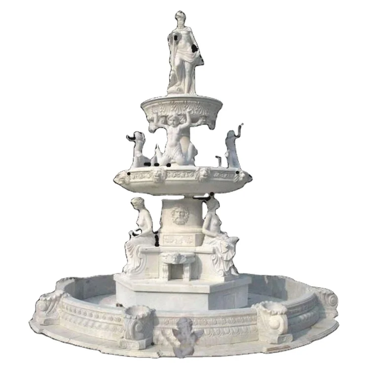 3 layer animal stone garden large water fountain decoration