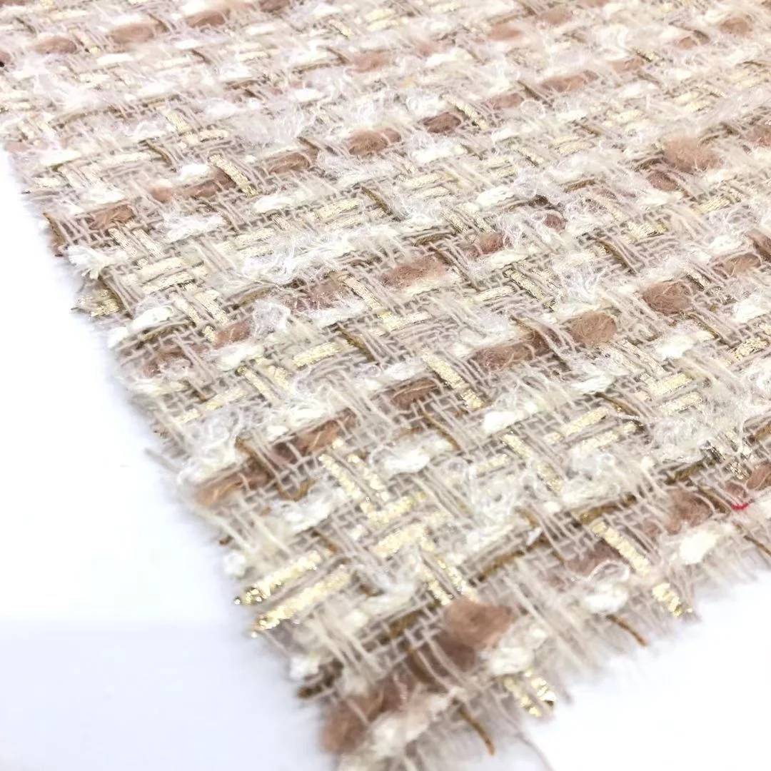 196GSM All Seasons Fabrics Beautiful Gold Wire Tweed Clothing and Home Textile