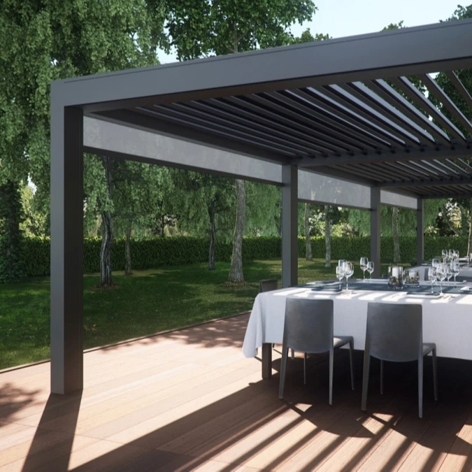 Outdoor waterproof pergola garden aluminium pergola with side blinds professional manufacturer veranda pergola