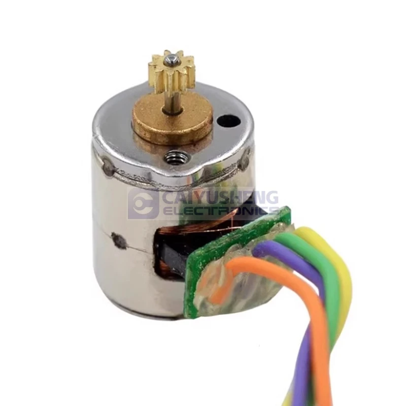 A pair of 8mm stepper motors with teeth two phases and four wires