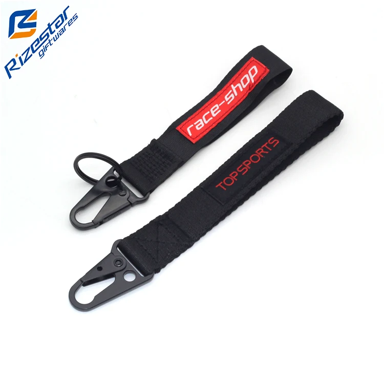 Mountaineering Low Price High Quality Printing Fabric Metal Hook Release Buckle Flat Eagle Mouth Hook Lanyard Key chain
