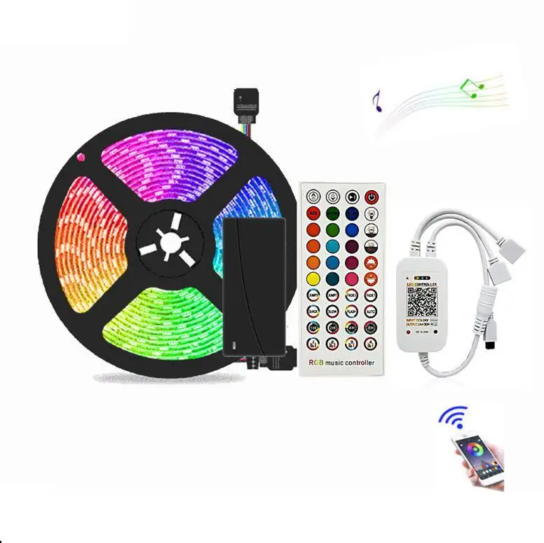 Смарт-RGB музыкальная Светодиодная лента с дистанционным управлением SMD 5050 RGB Bluetooth приложение Smart 44-клавишная 5 В 1